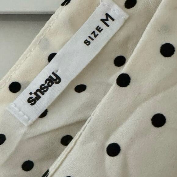 Sinsay Satin Polka Dot Maxi Dress Sleeveless V Neck Elegant Retro White Medium - Picture 12 of 15